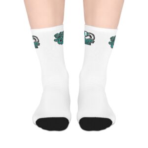 Mid-Length Socks — Teal ‘Sea Vibes’ Graphic Crew Socks
