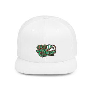 Cheer Flat Bill Snapback Hat — Retro Script Embroidery